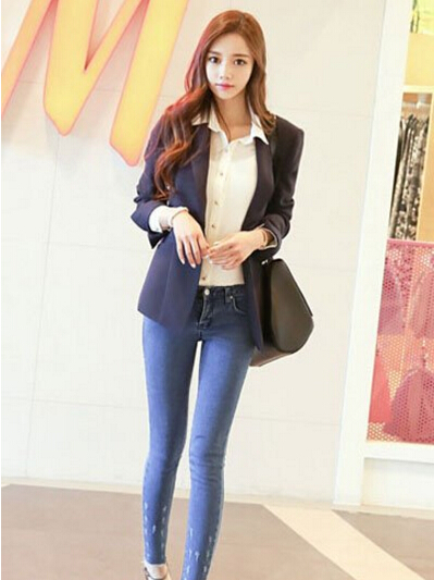 牛仔裤西装搭配