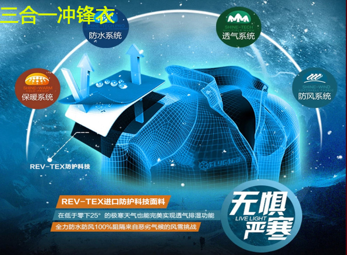 保暖三合一户外冲锋衣