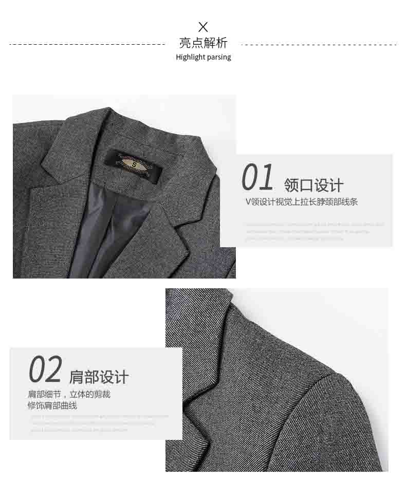 行政灰色前台职业装套裙领型细节介绍