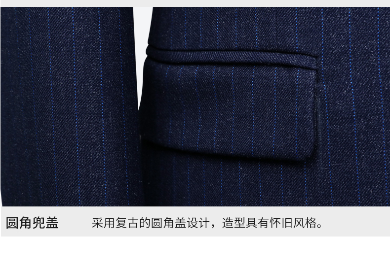 男士夏季时尚职业装定制圆角兜盖细节图